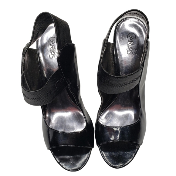 Carlos Santana | Angelic Black Patent Leather Peep Toe Mary Jane Stilettos 7 - Picture 5 of 13